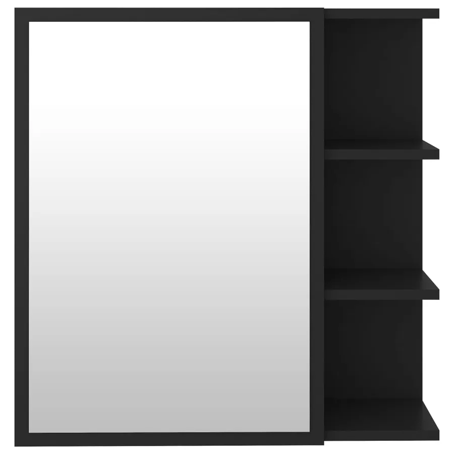 Armoire à miroir de salle de bain Noir Bois d’ingénierie - 7