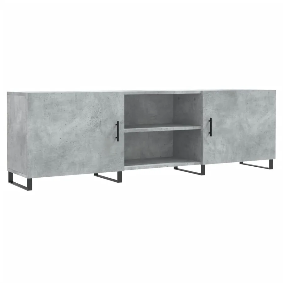 Meuble TV gris béton 150x30x50 cm bois d'ingénierie - 2