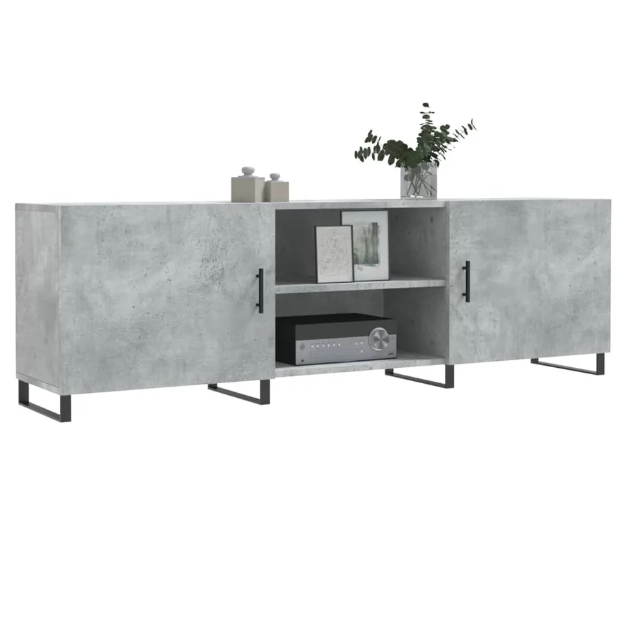 Meuble TV gris béton 150x30x50 cm bois d'ingénierie - 3