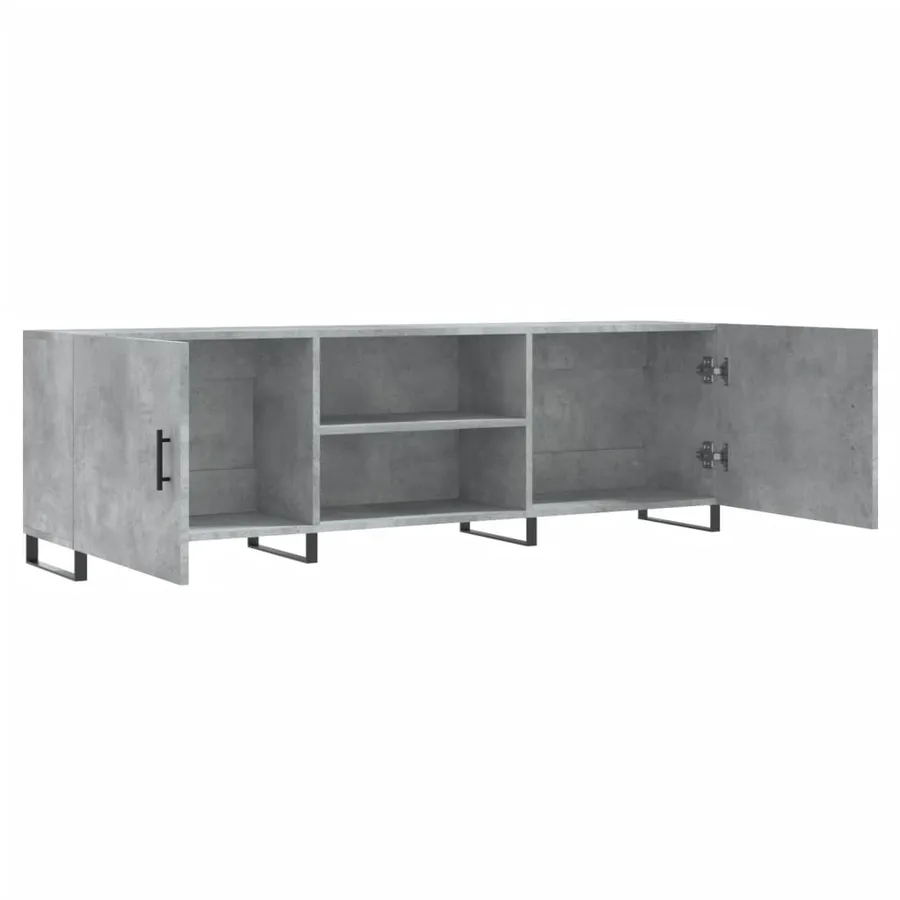 Meuble TV gris béton 150x30x50 cm bois d'ingénierie - 6