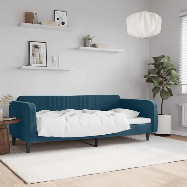Lit de repos sans matelas bleu 90x200 cm velours