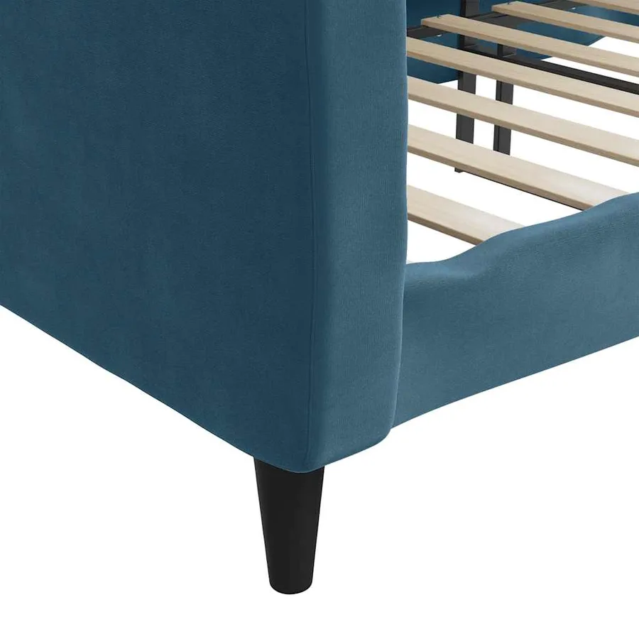 Lit de repos sans matelas bleu 90x200 cm velours - 6