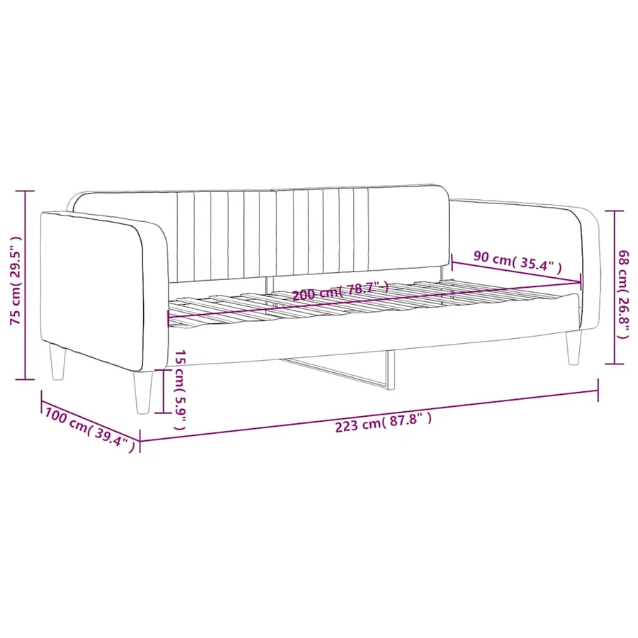 Lit de repos sans matelas bleu 90x200 cm velours - 8