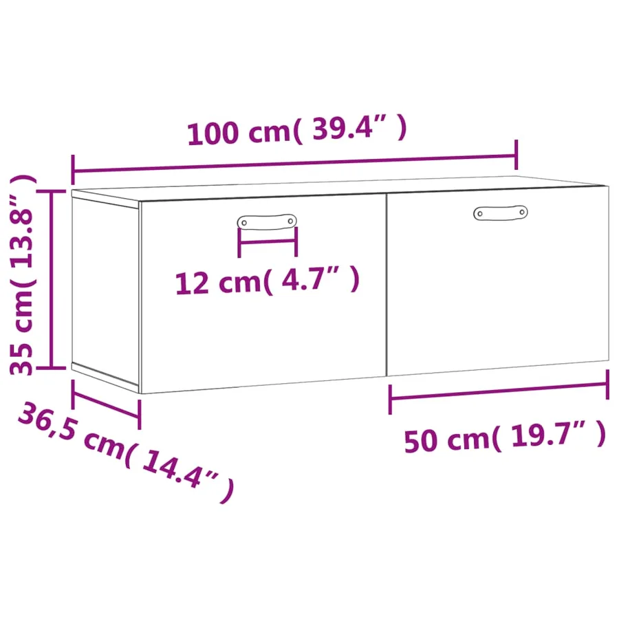 Armoire murale sonoma gris 100x36,5x35 cm bois d'ingénierie - 12