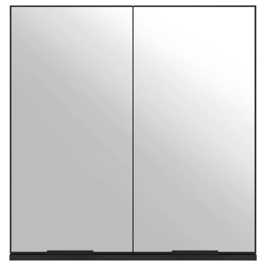 Armoire à miroir de salle de bain noir bois d’ingénierie - 6