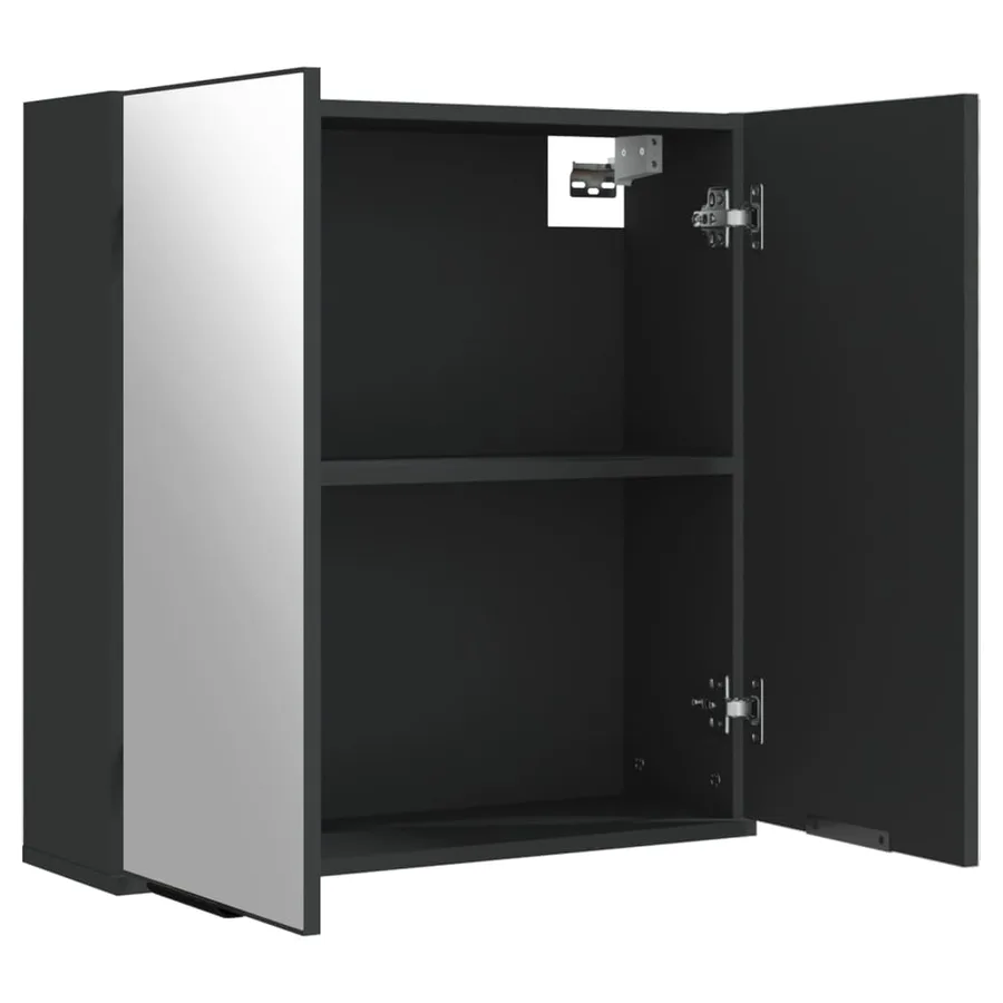 Armoire à miroir de salle de bain noir bois d’ingénierie - 8