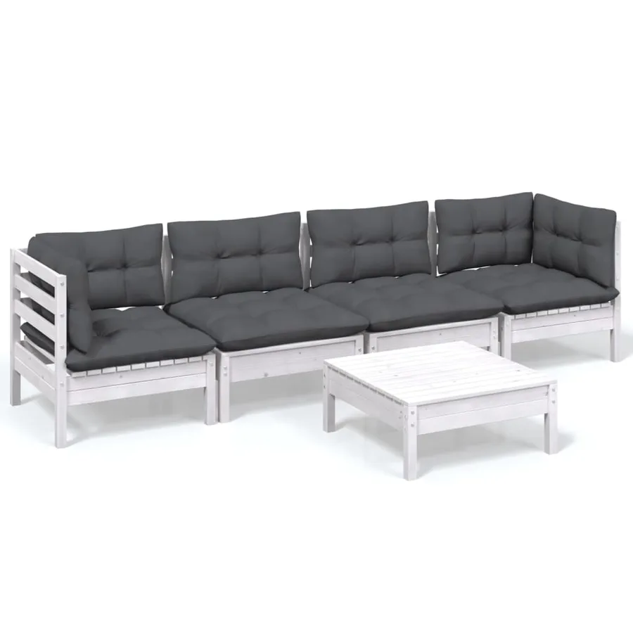 Salon de jardin 5 pcs avec coussins bois de pin massif - 2
