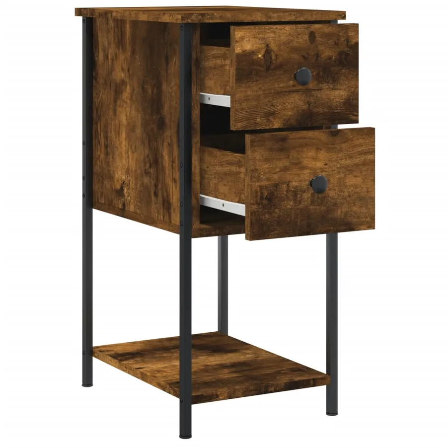 Tables de chevet 2 pcs chêne fumé 32x42x70 cm bois d'ingénierie - 6