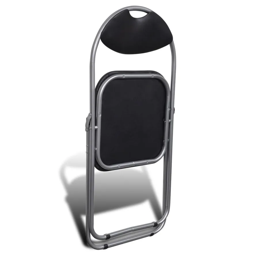 Chaises à manger pliables lot de 6 noir similicuir et acier - 6