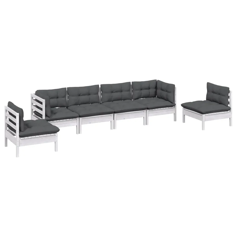 Salon de jardin 6 pcs avec coussins bois de pin massif - 3