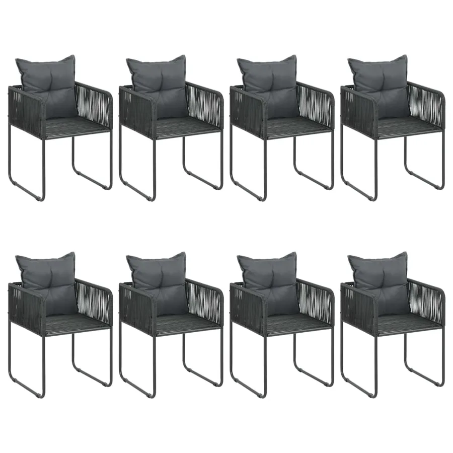 Ensemble à manger de jardin 9 pcs PVC résine tressée noir - 4