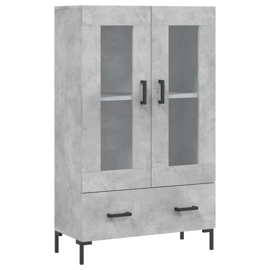 Buffet haut gris béton 69,5x31x115 cm bois d'ingénierie - 2
