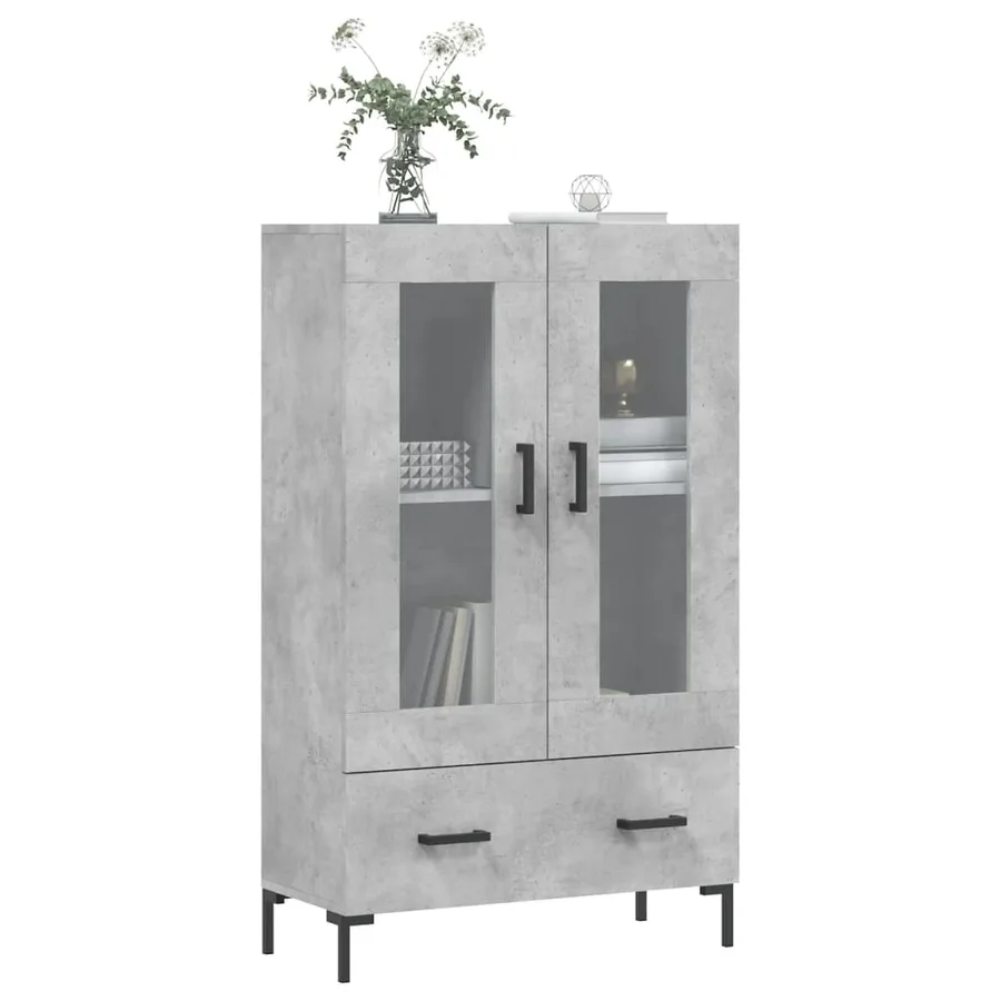 Buffet haut gris béton 69,5x31x115 cm bois d'ingénierie - 3