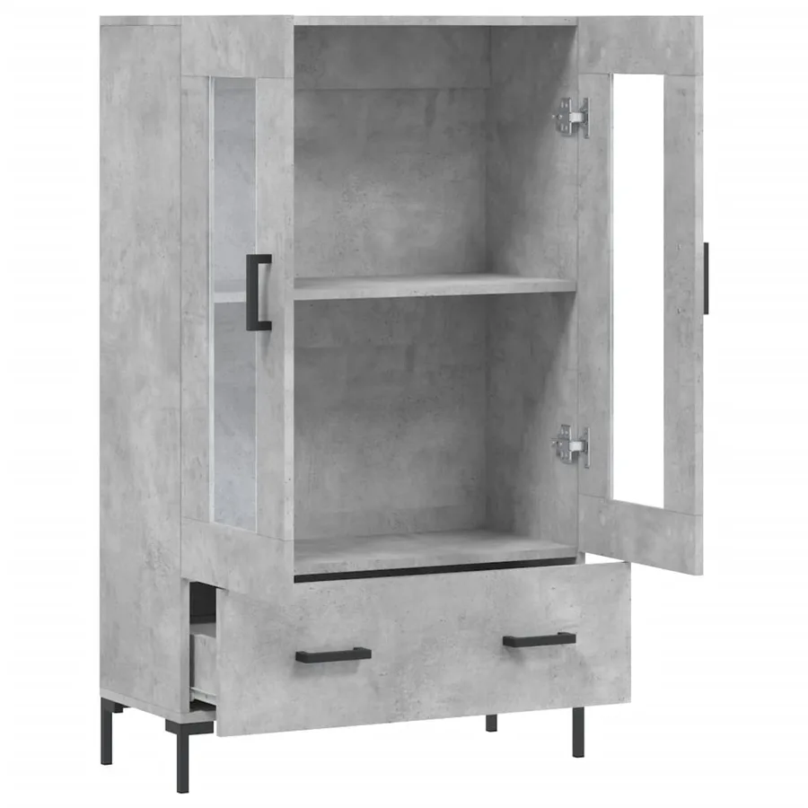 Buffet haut gris béton 69,5x31x115 cm bois d'ingénierie - 5