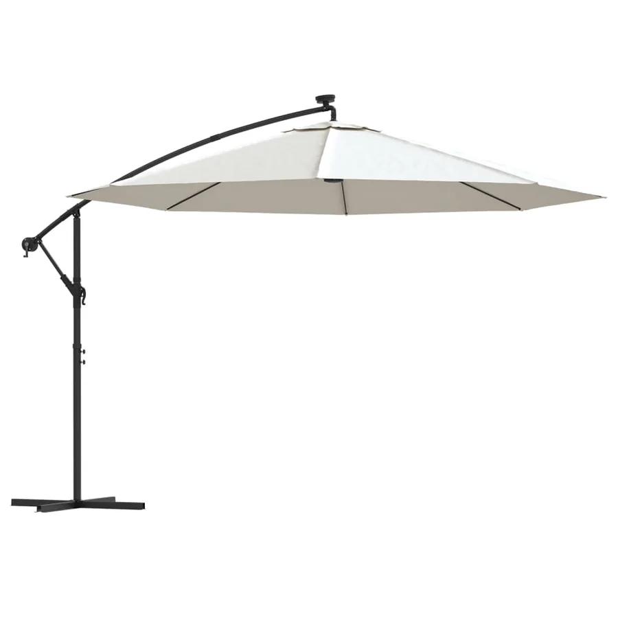 Parasol de jardin en porte-à-feux et lumières LED mât en métal - 2