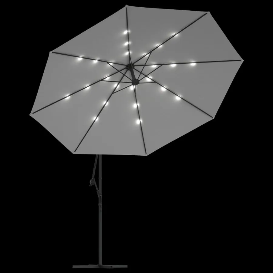 Parasol de jardin en porte-à-feux et lumières LED mât en métal - 6