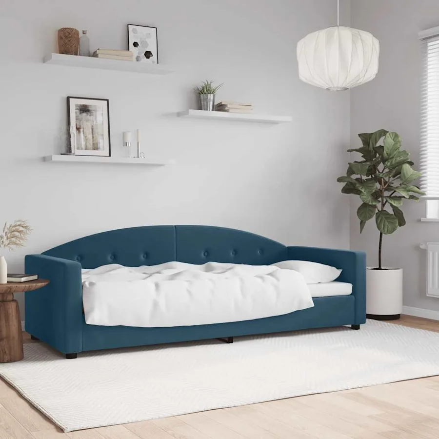 Lit de repos sans matelas bleu 80x200 cm velours