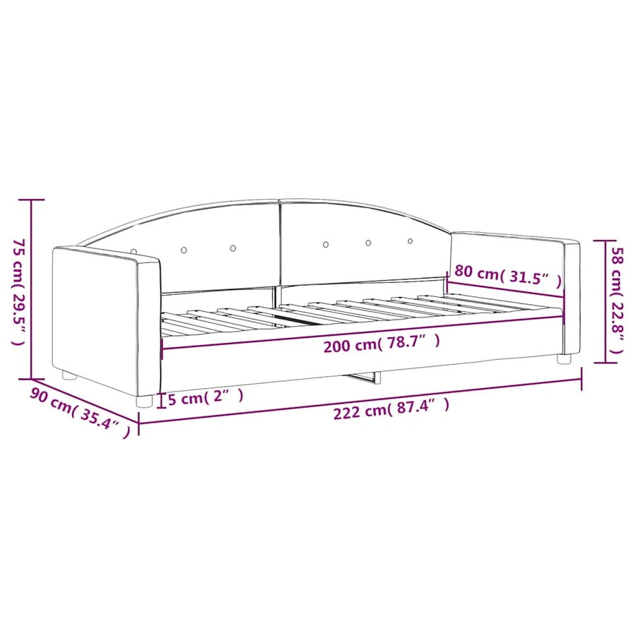 Lit de repos sans matelas bleu 80x200 cm velours - 8