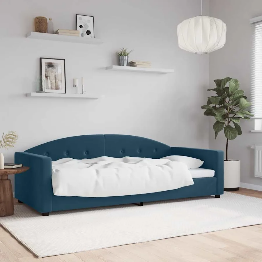 Lit de repos sans matelas bleu 90x200 cm velours