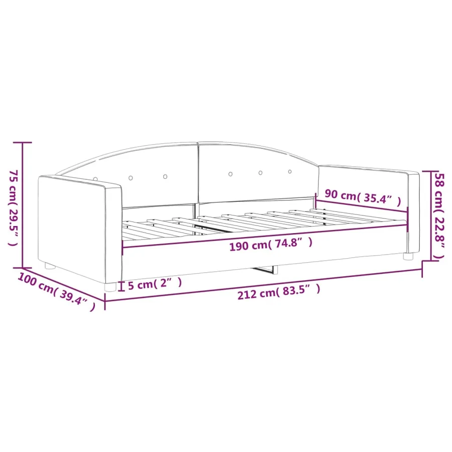 Lit de repos sans matelas gris clair 90x190 cm velours - 8