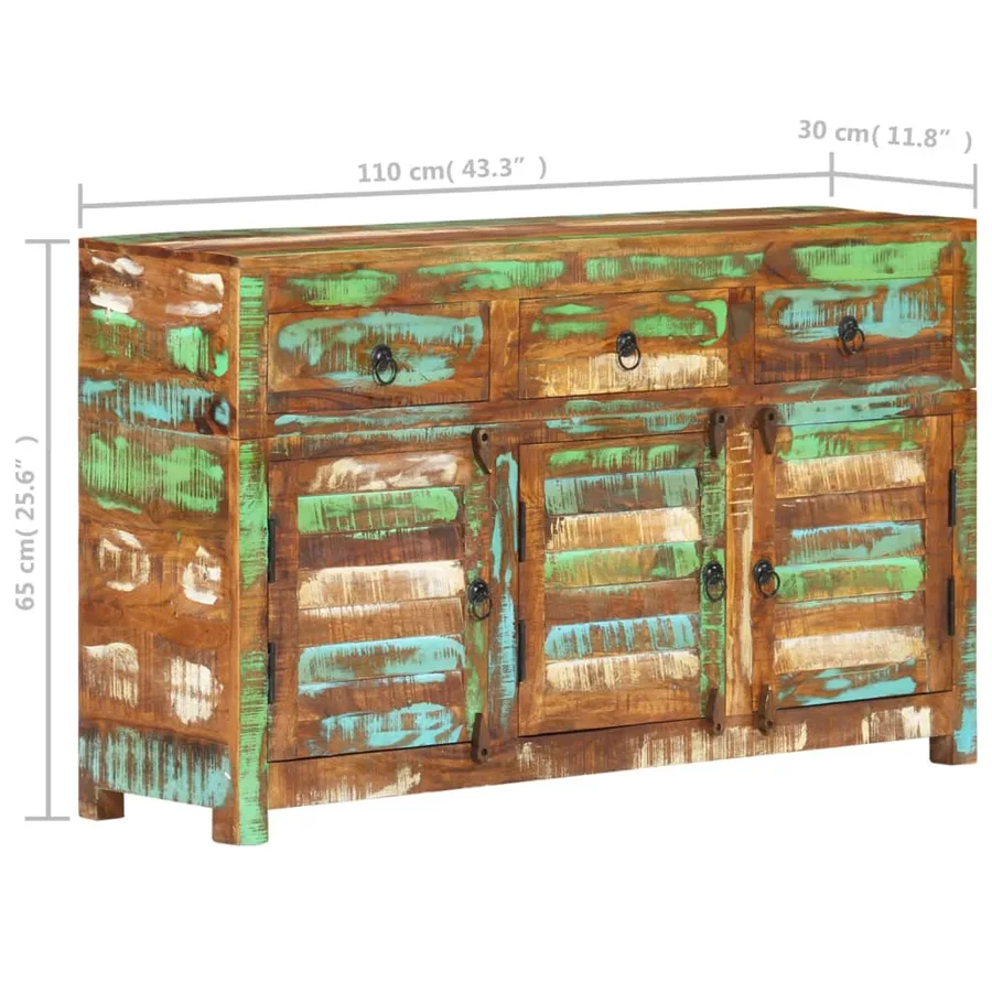 Buffet 110x30x65 cm Bois massif de récupération - 9