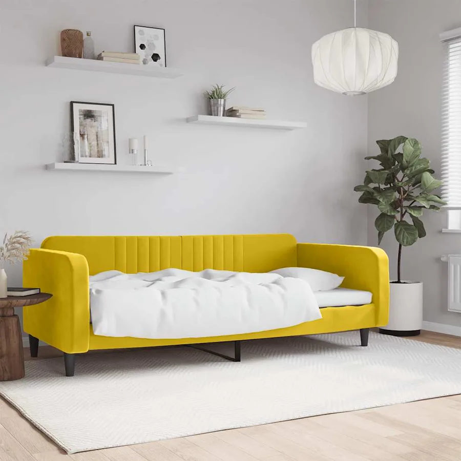 Lit de repos sans matelas jaune 100x200 cm velours