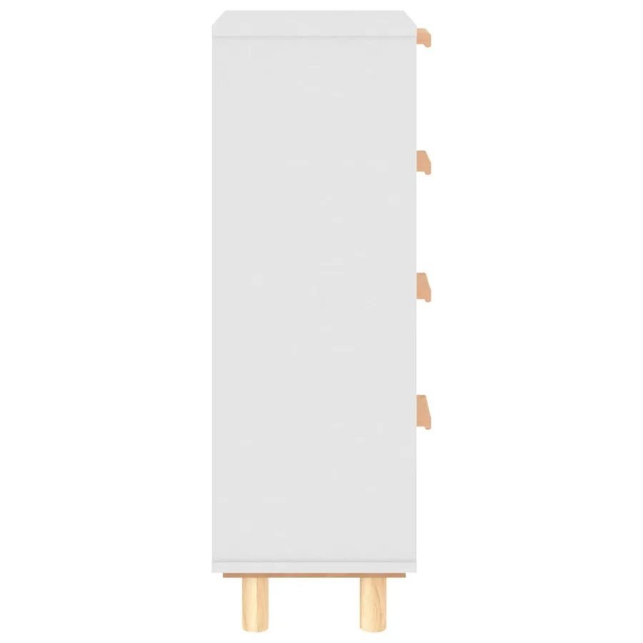Buffet Blanc 40x30x90 cm Bois de pin massif et rotin naturel - 6