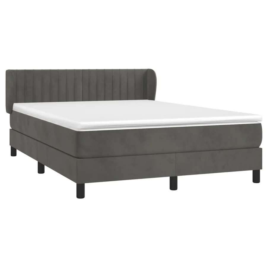 Sommier à lattes de lit et matelas Gris foncé 140x190cm Velours - 3