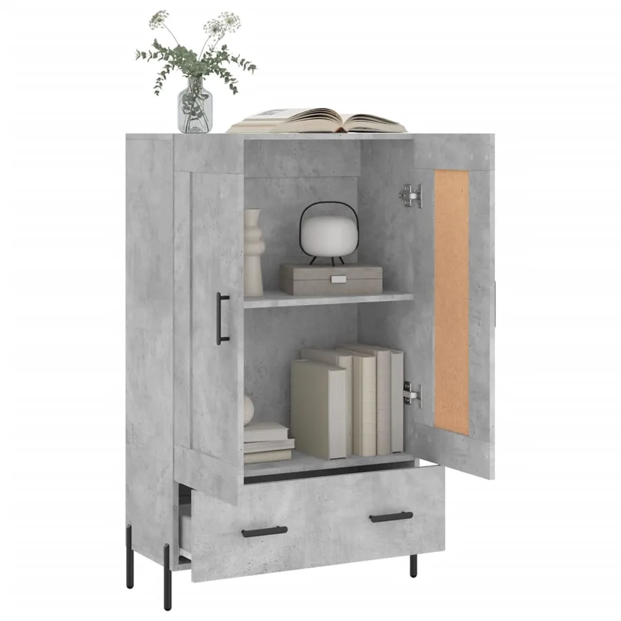 Buffet haut gris béton 69,5x31x115 cm bois d'ingénierie - 4