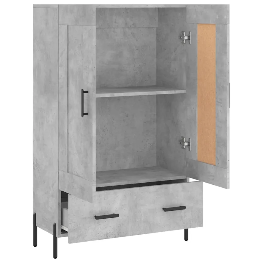 Buffet haut gris béton 69,5x31x115 cm bois d'ingénierie - 6