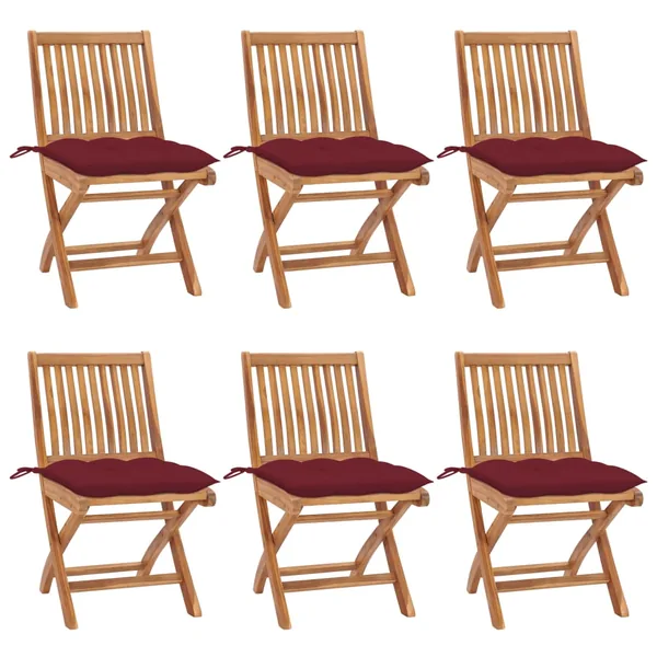 Chaises pliables de jardin avec coussins lot de 6 Bois de teck