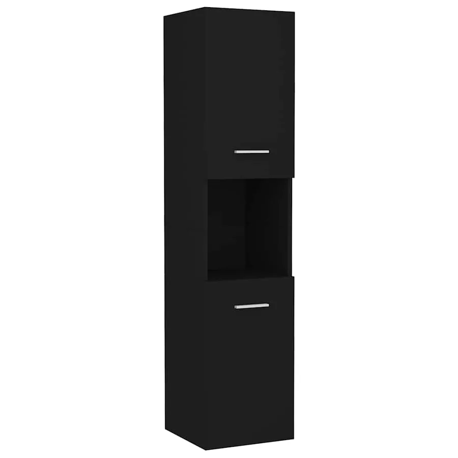 Armoire de salle de bain Noir 30x30x130 cm Bois d’ingénierie - 2