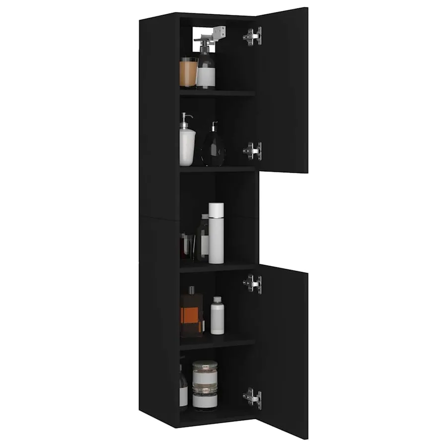 Armoire de salle de bain Noir 30x30x130 cm Bois d’ingénierie - 4