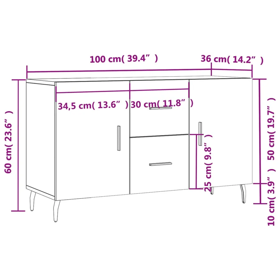 Buffet chêne sonoma 100x36x60 cm bois d'ingénierie - 13