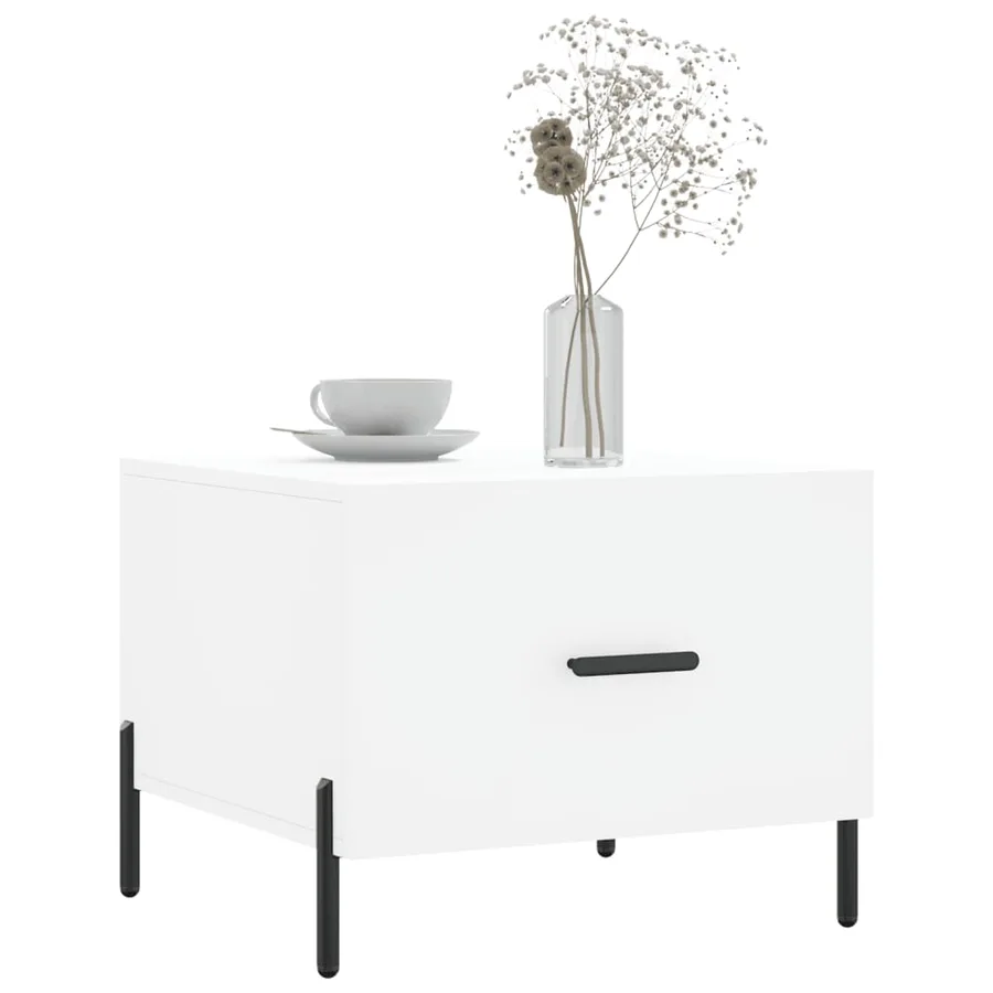 Table basse blanc 50x50x40 cm bois d'ingénierie - 3