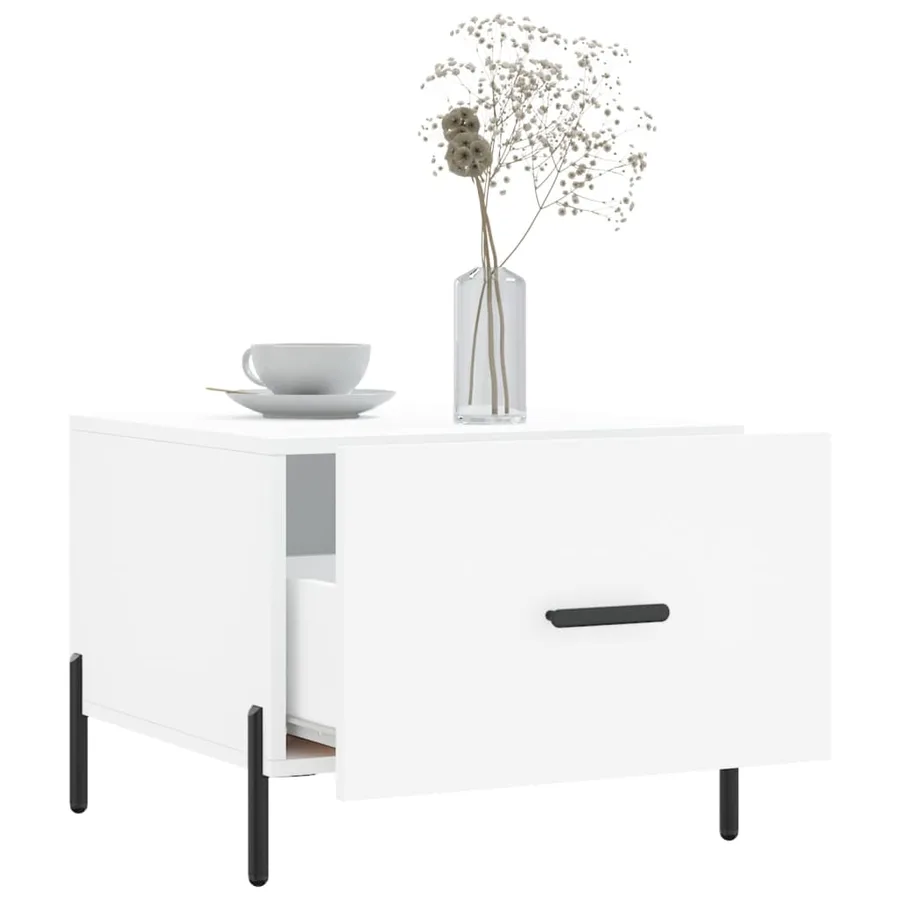 Table basse blanc 50x50x40 cm bois d'ingénierie - 4