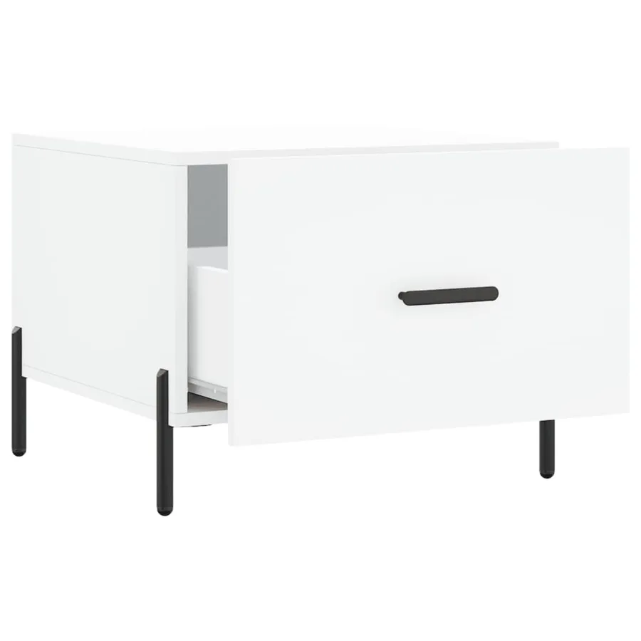 Table basse blanc 50x50x40 cm bois d'ingénierie - 6