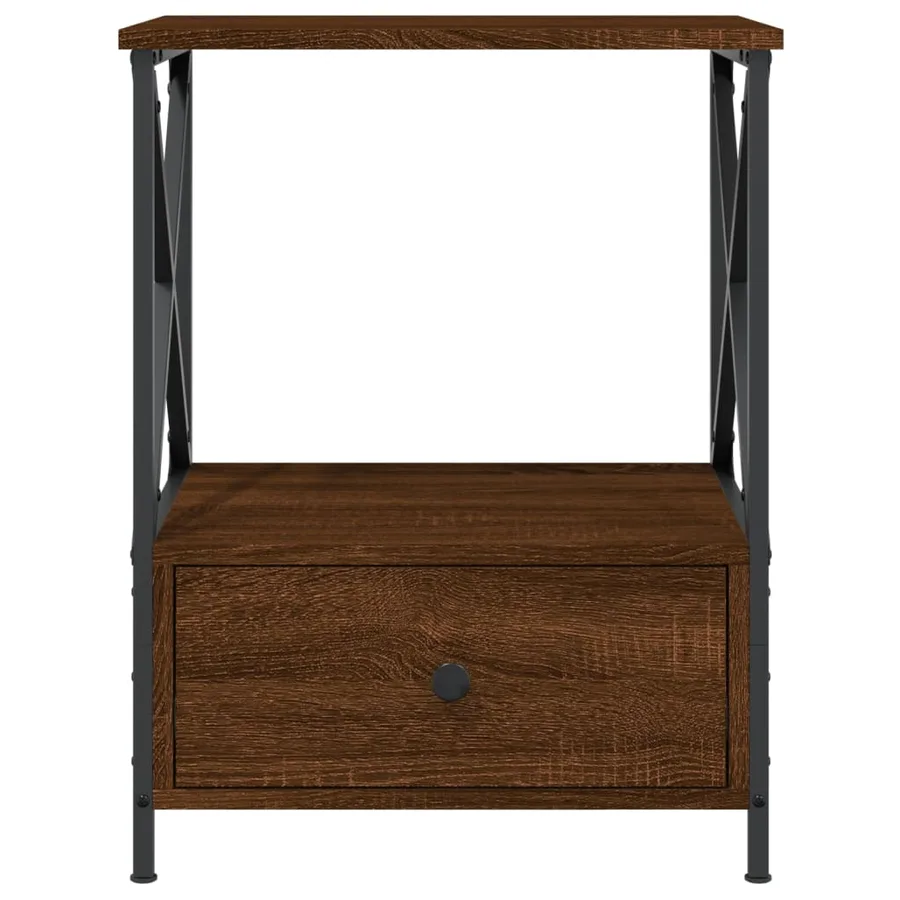 Table de chevet chêne marron 50x41x65 cm bois d'ingénierie - 5