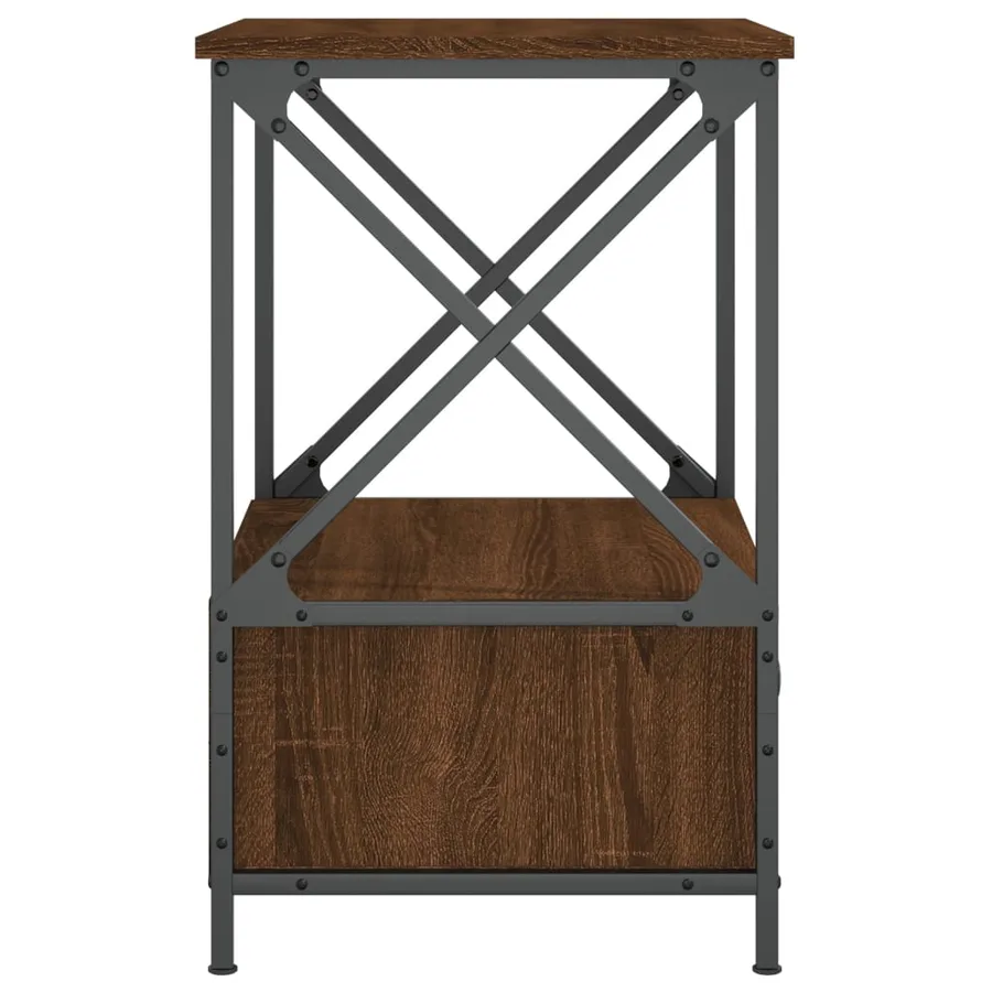 Table de chevet chêne marron 50x41x65 cm bois d'ingénierie - 7