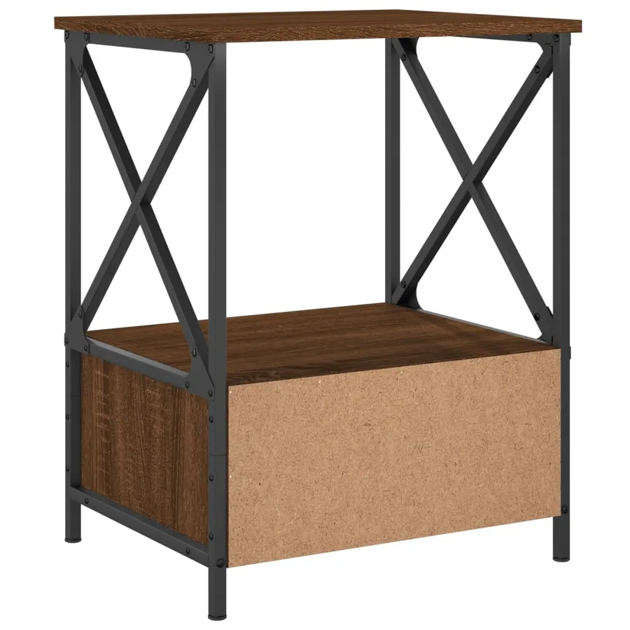 Table de chevet chêne marron 50x41x65 cm bois d'ingénierie - 8