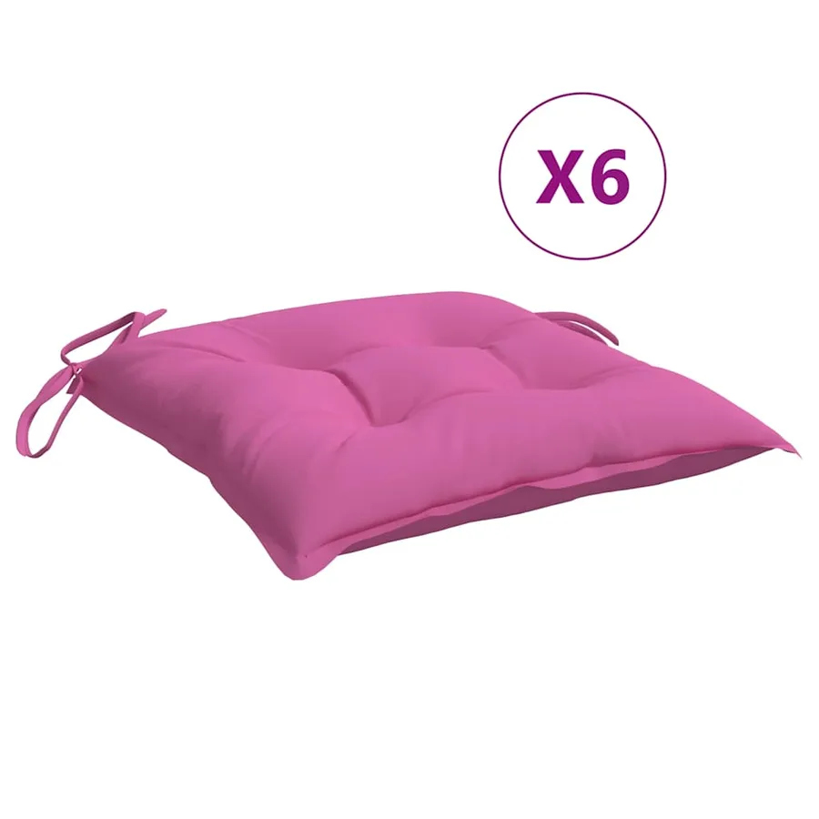 Coussins de chaise lot de 6 rose 40x40x7 cm tissu - 2