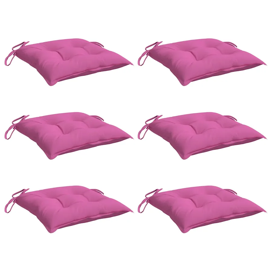 Coussins de chaise lot de 6 rose 40x40x7 cm tissu - 3