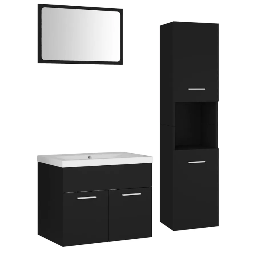 Ensemble de meubles de salle de bain Noir Aggloméré - 2