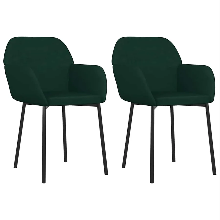 Chaises à manger lot de 2 Vert foncé Velours - 2