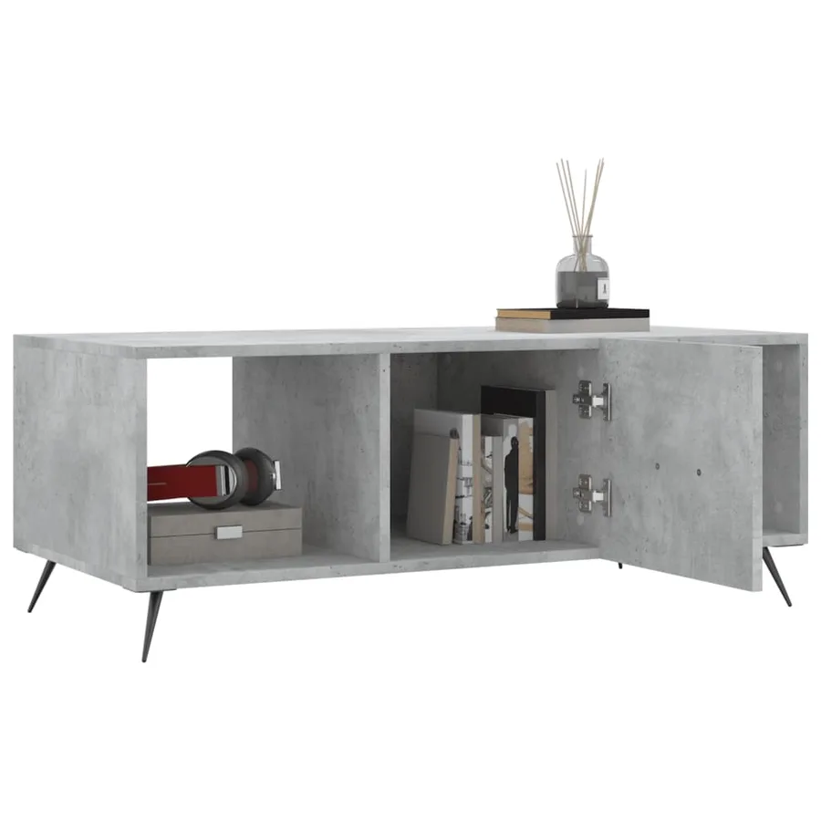 Table basse gris béton 102x50x40 cm bois d'ingénierie - 4