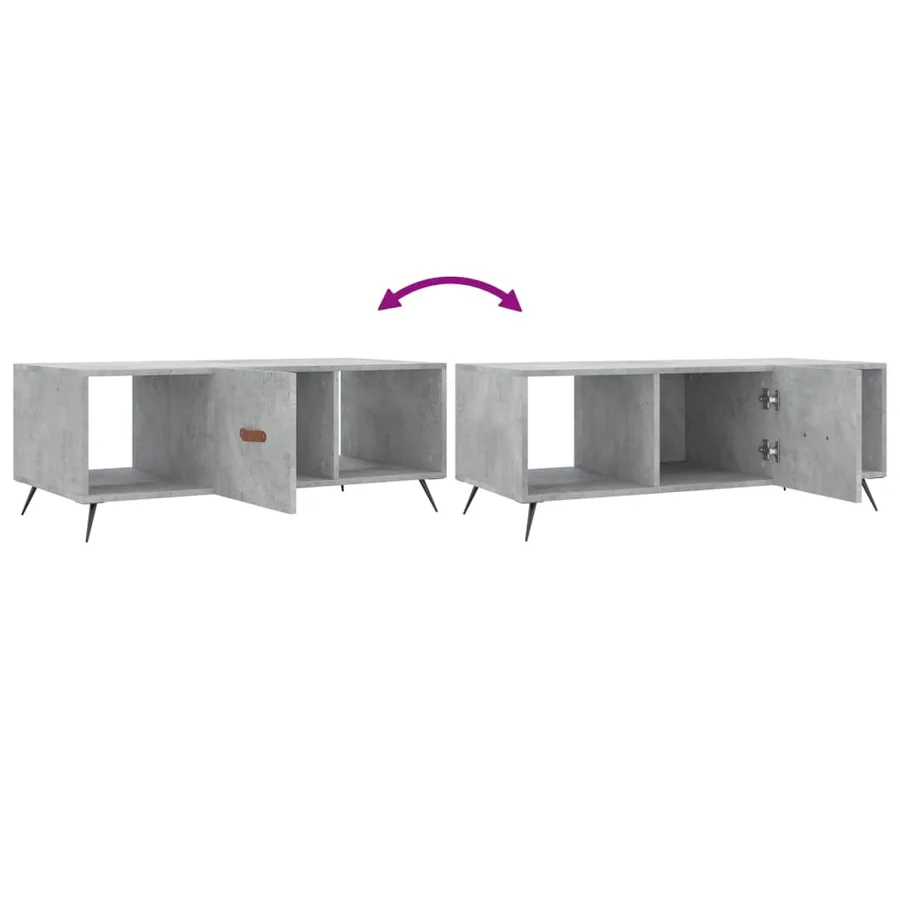 Table basse gris béton 102x50x40 cm bois d'ingénierie - 9