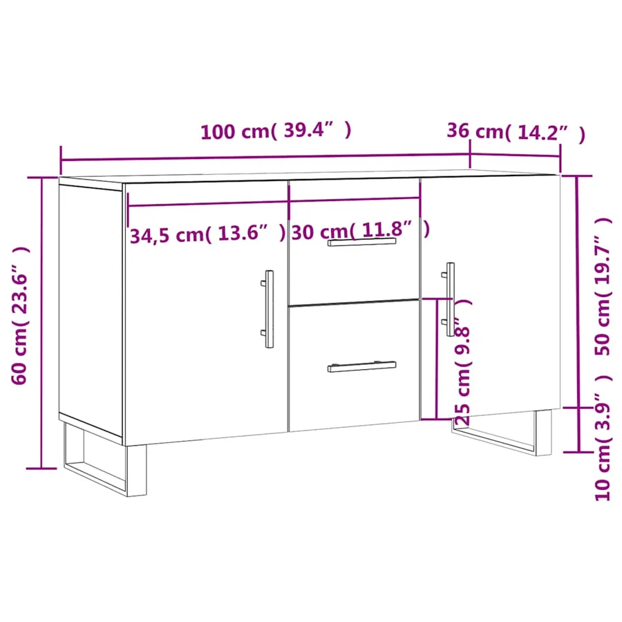 Buffet chêne fumé 100x36x60 cm bois d'ingénierie - 13