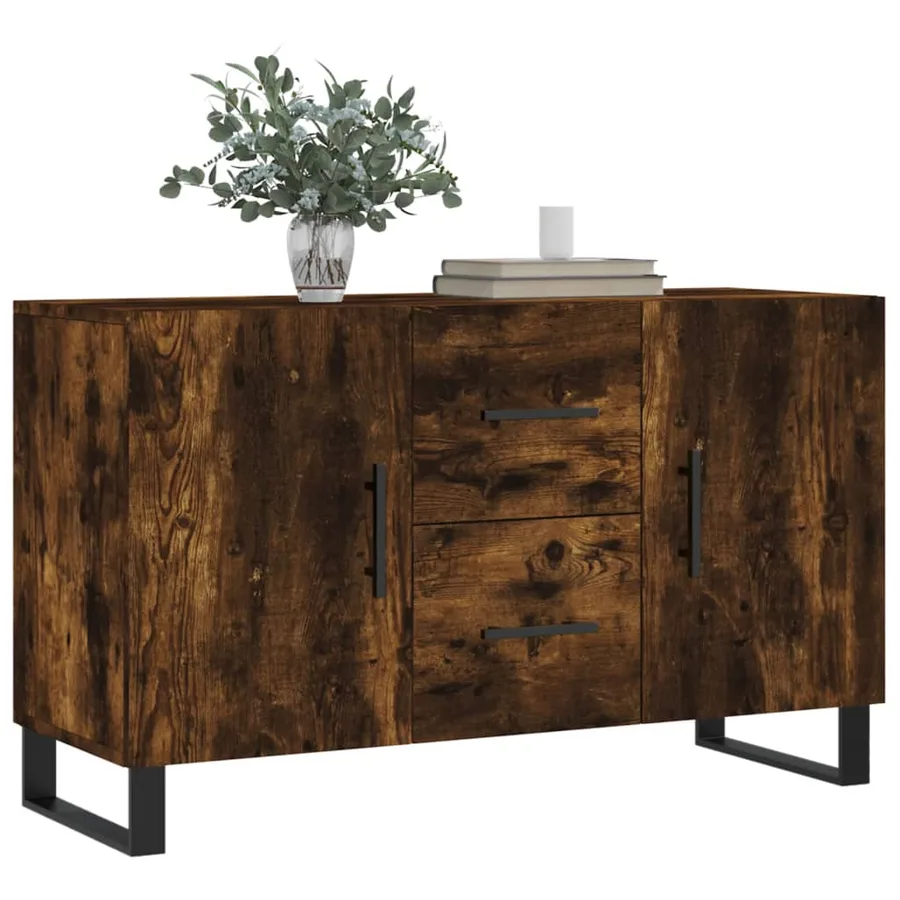 Buffet chêne fumé 100x36x60 cm bois d'ingénierie - 3