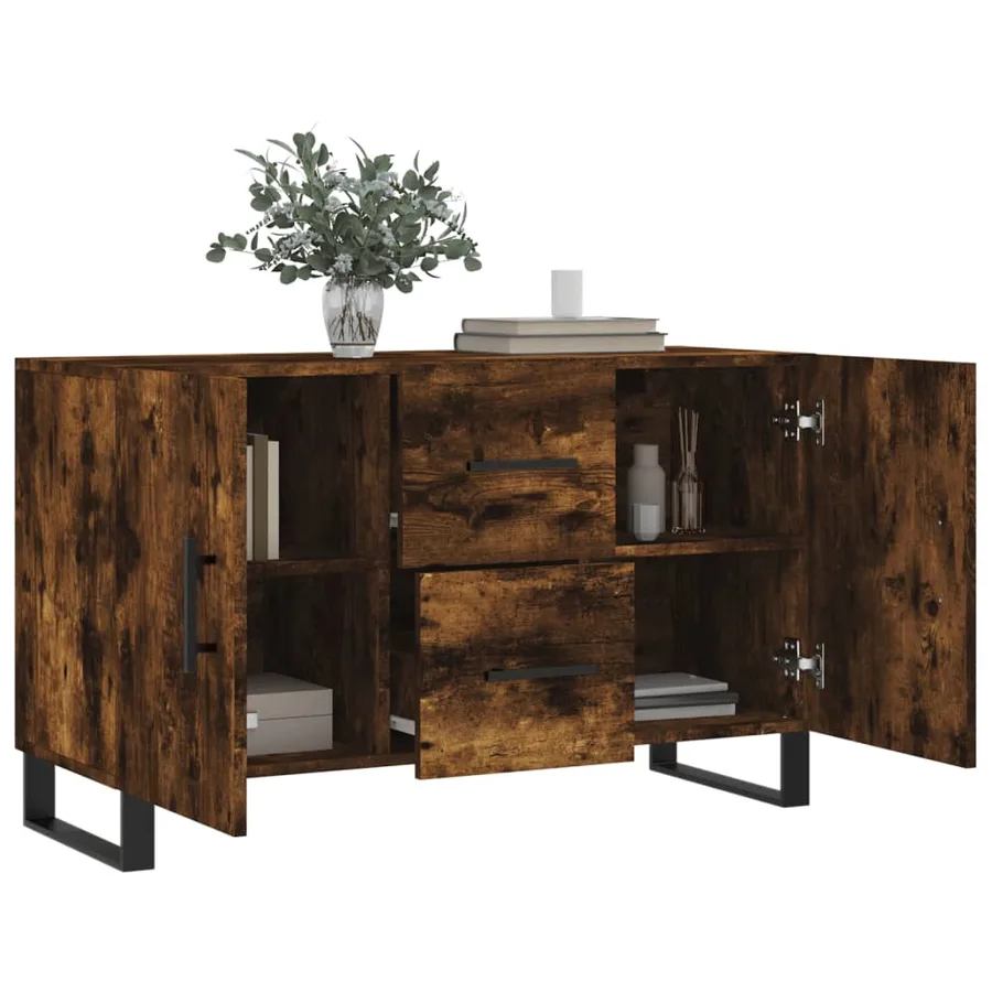 Buffet chêne fumé 100x36x60 cm bois d'ingénierie - 4