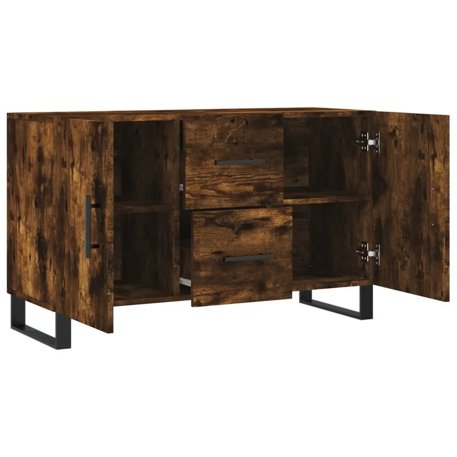 Buffet chêne fumé 100x36x60 cm bois d'ingénierie - 5